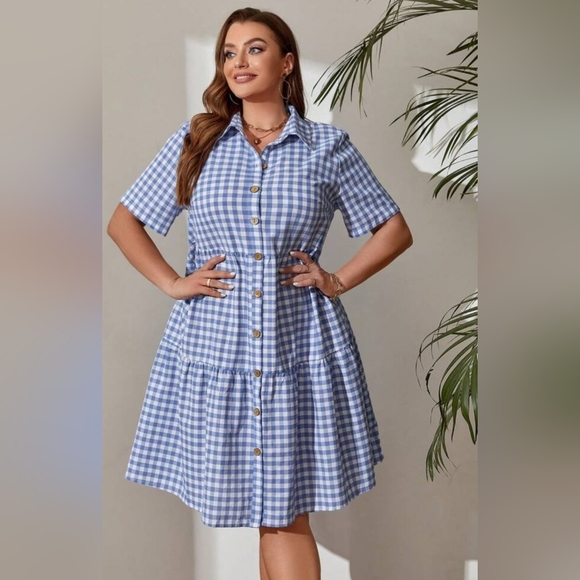Emery Rose Gingham Button-Down Dress - Picture 10 of 12